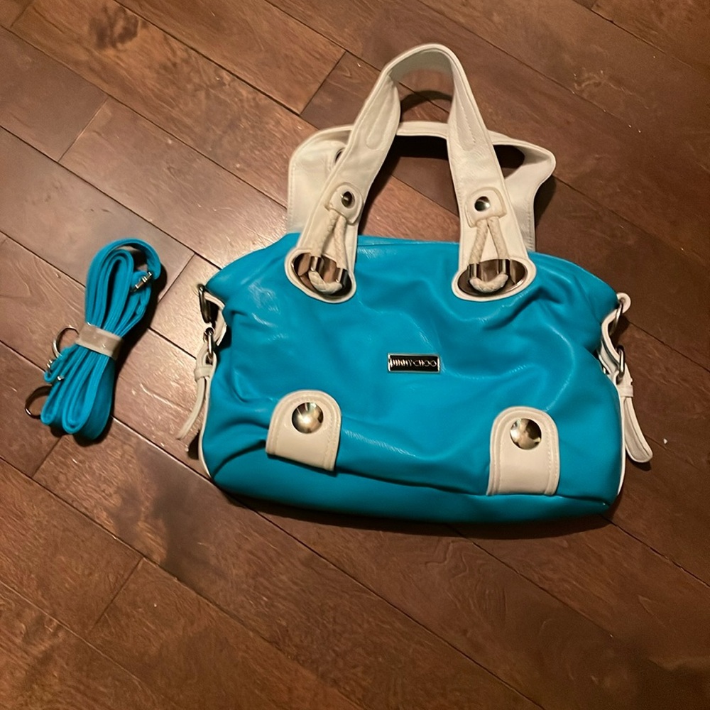 Jimmy Choo handbag, blue and white and colour